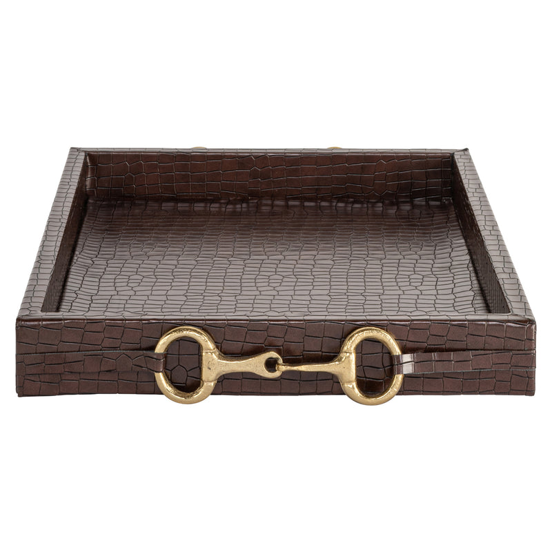 Richmond Tablett Banks – Wildleder-Serviertablett in Dunkelbraun