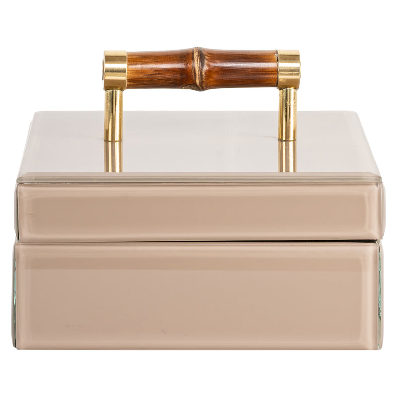 Richmond Aufbewahrungsbox Jett beige - MDF, Glas & Wildleder, 16x16x8