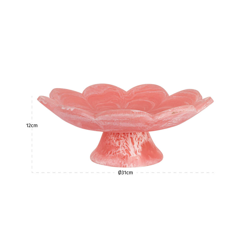 Deko-Schale Peony pink aus Harz, 31 x 31 cm, handgegossenes Unikat