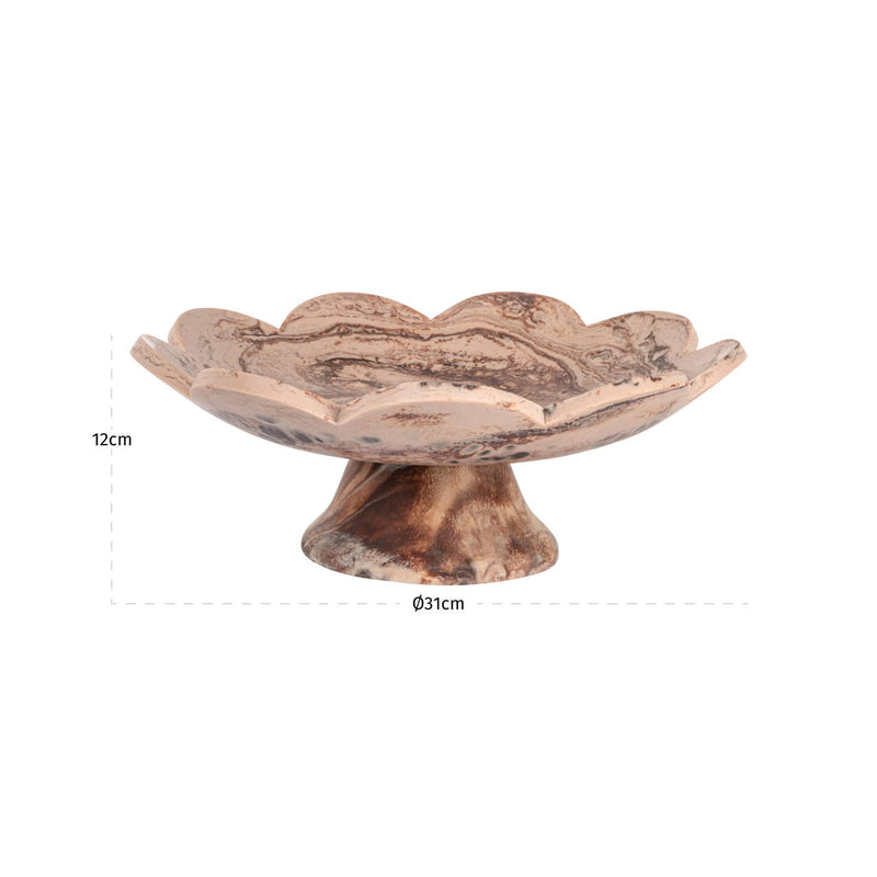Schale Peony chocolat brown – runde Dekoschale aus Harz, Ø 31 cm