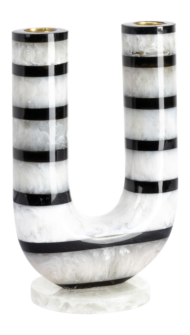 Richmond Kerzenhalter River black/white – handgegossenes Harz-Unikat