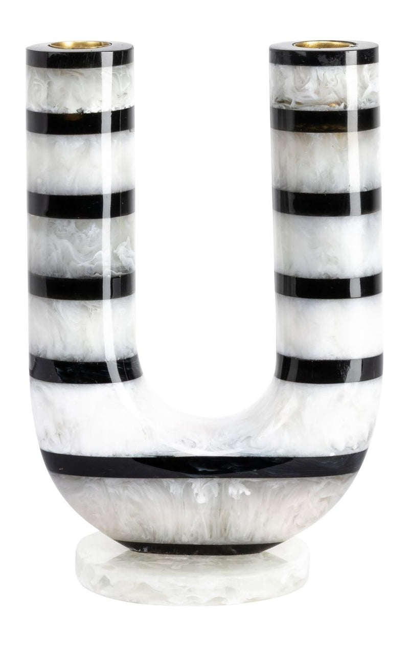 Richmond Kerzenhalter River black/white – handgegossenes Harz-Unikat