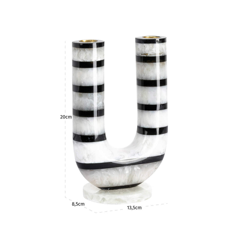 Richmond Kerzenhalter River black/white – handgegossenes Harz-Unikat