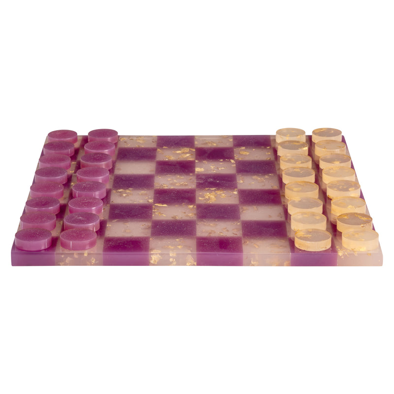 Dekoratives Spiel Violet – Schachbrett-Deko aus Harz, lila