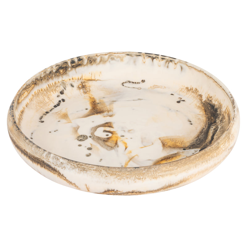 Richmond Schale Daisy aus Harz, beige, 45 x 45 cm, handgegossen