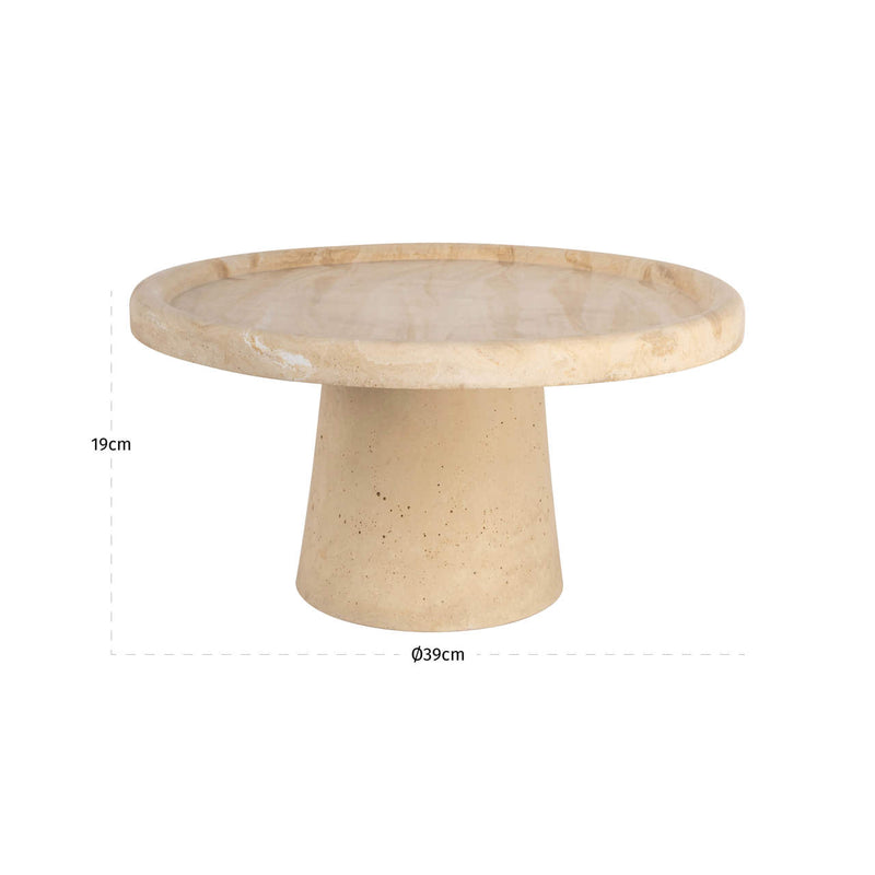 Kuchenplatte Beccy Beige Richmond, handgegossenes Harz, Ø 39 cm