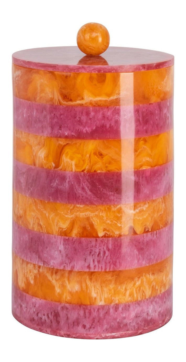Aufbewahrungsbox Lilybelle pink/orange, Harz-Deko-Dose, 24 cm