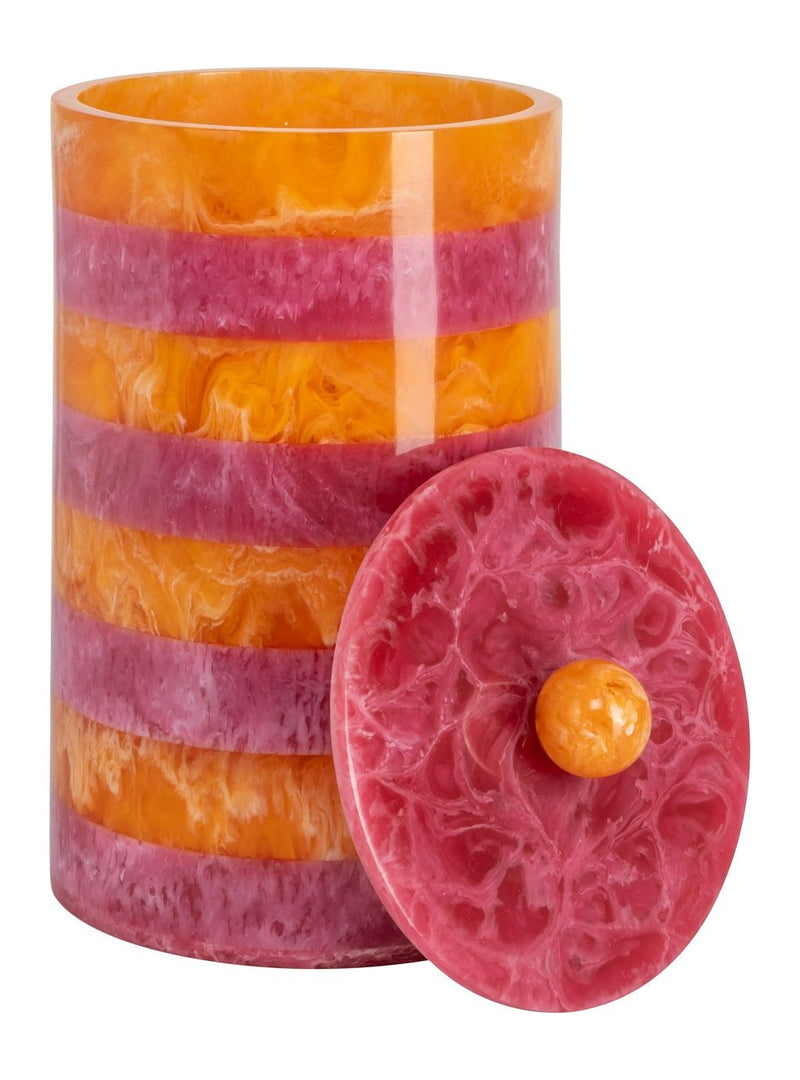 Aufbewahrungsbox Lilybelle pink/orange, Harz-Deko-Dose, 24 cm