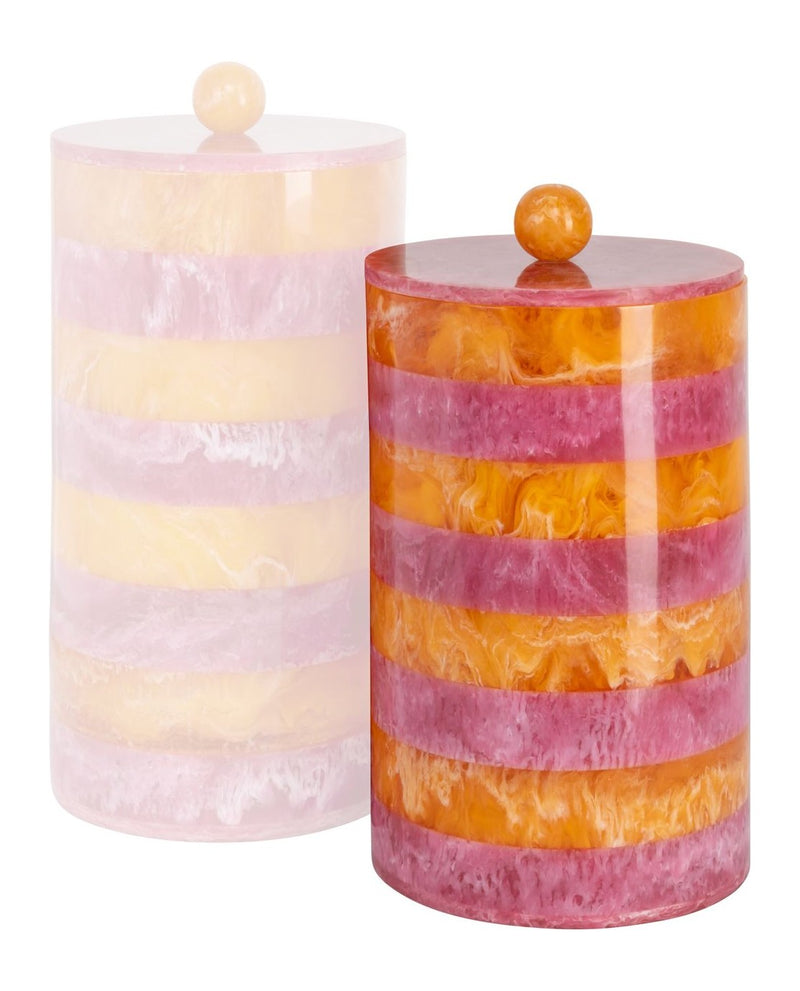 Aufbewahrungsbox Lilybelle pink/orange, Harz-Deko-Dose, 24 cm