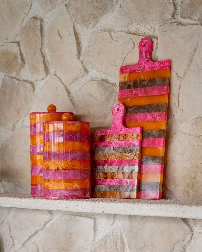 Aufbewahrungsbox Lilybelle pink/orange, Harz-Deko-Dose, 24 cm