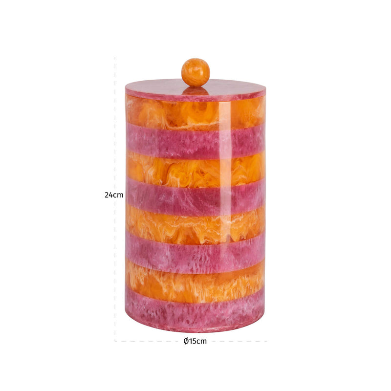 Aufbewahrungsbox Lilybelle pink/orange, Harz-Deko-Dose, 24 cm