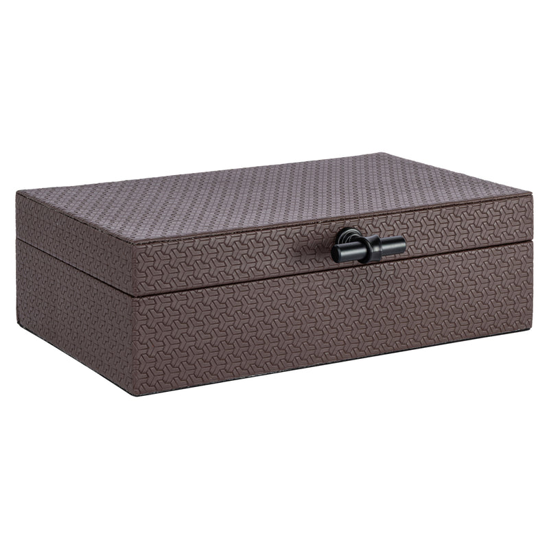 Aufbewahrungsbox Billie in Dark Brown aus PU-Leder, 30x19 cm