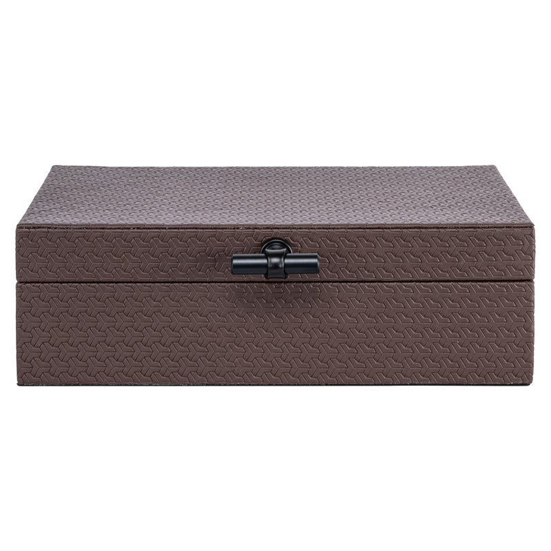 Aufbewahrungsbox Billie in Dark Brown aus PU-Leder, 30x19 cm
