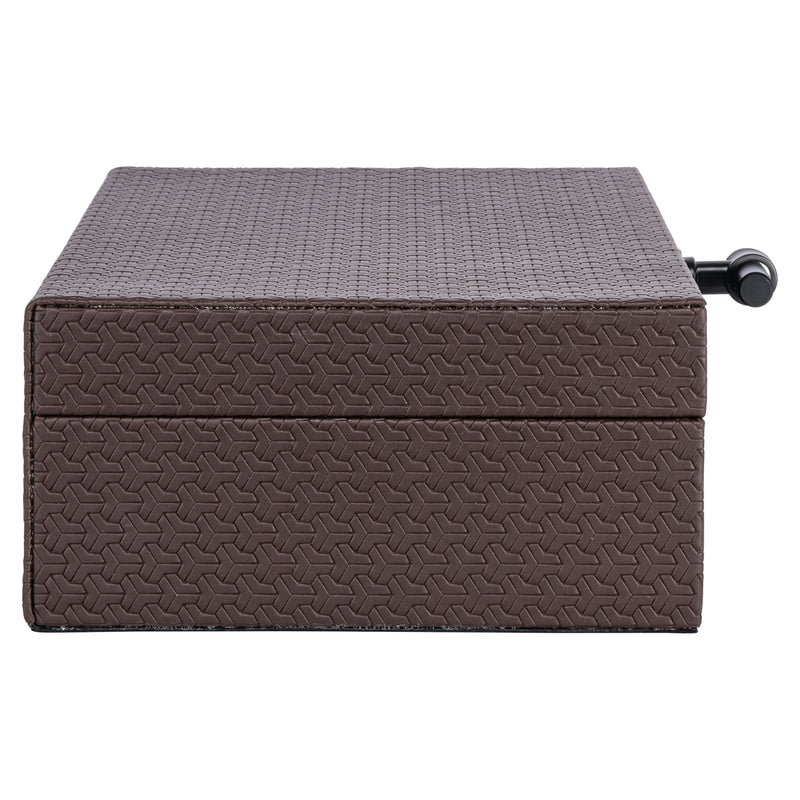 Aufbewahrungsbox Billie in Dark Brown aus PU-Leder, 30x19 cm