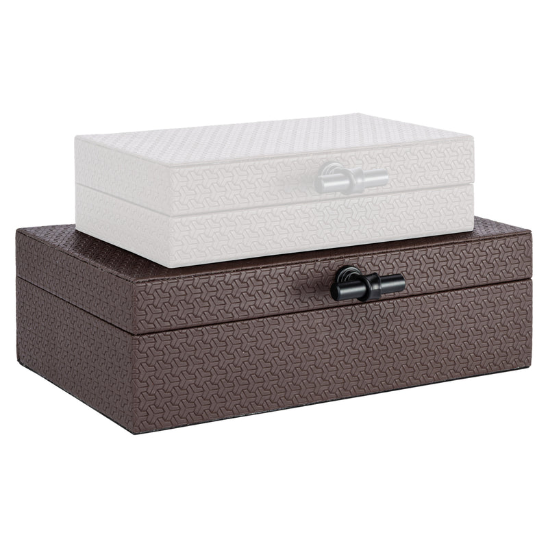 Aufbewahrungsbox Billie in Dark Brown aus PU-Leder, 30x19 cm