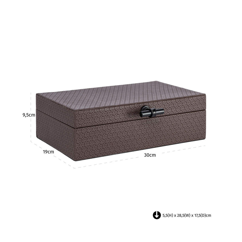 Aufbewahrungsbox Billie in Dark Brown aus PU-Leder, 30x19 cm