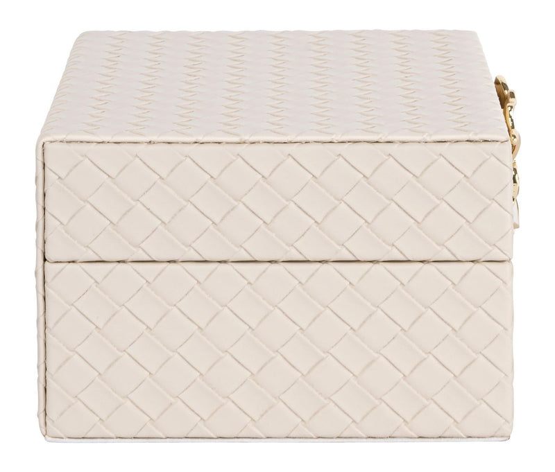 Aufbewahrungsbox Lillie Ivory aus PU-Leder für kleine Utensilien