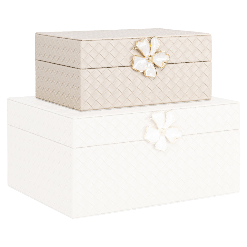 Aufbewahrungsbox Lillie Ivory aus PU-Leder für kleine Utensilien