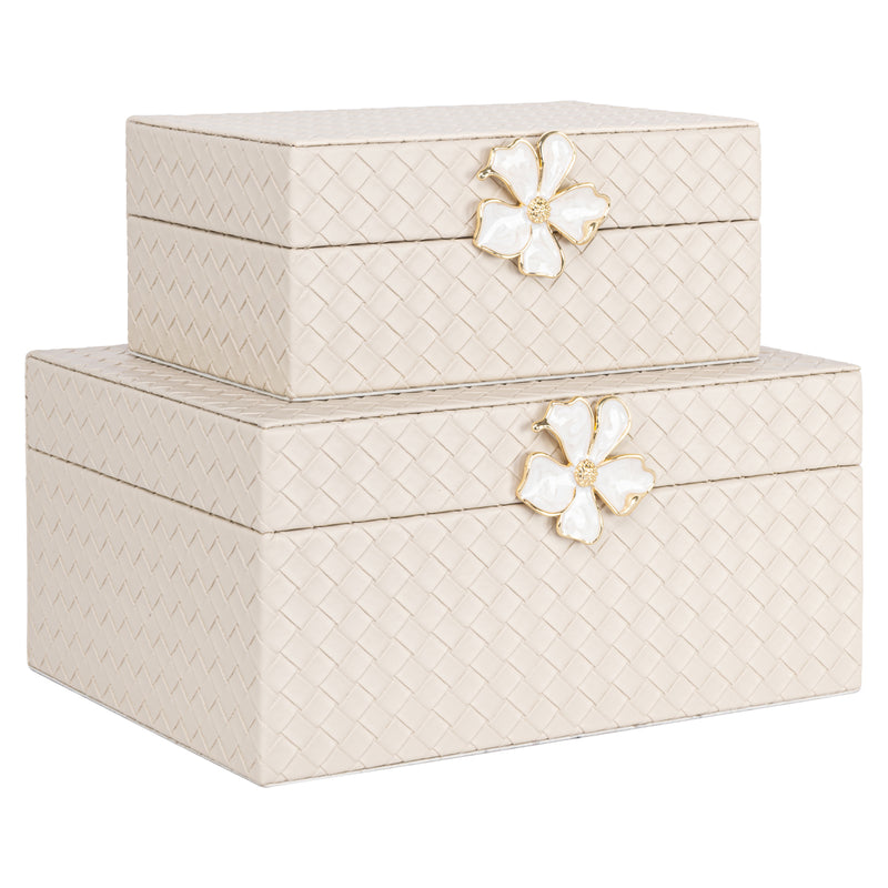 Aufbewahrungsbox Lillie Ivory aus PU-Leder für kleine Utensilien