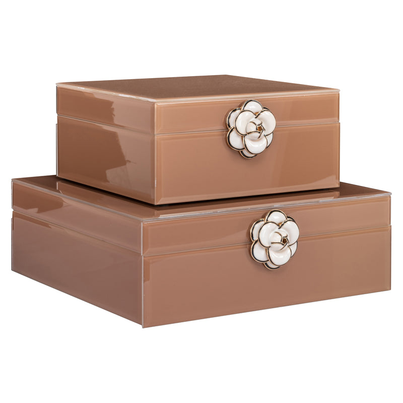 Aufbewahrungsbox Floral Brown - dekorative Box mit floralem Muster