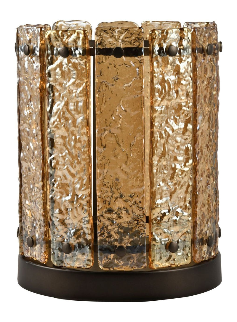 Windlicht Aura Amber Small aus Glas und Eisen in Bernstein