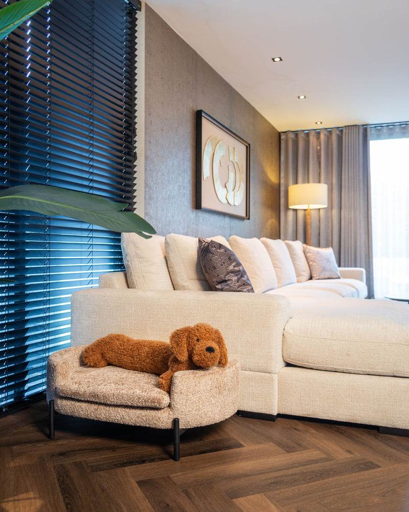 Hundebett Dolly beige Blockweave – stilvoller Liegeplatz für Hunde