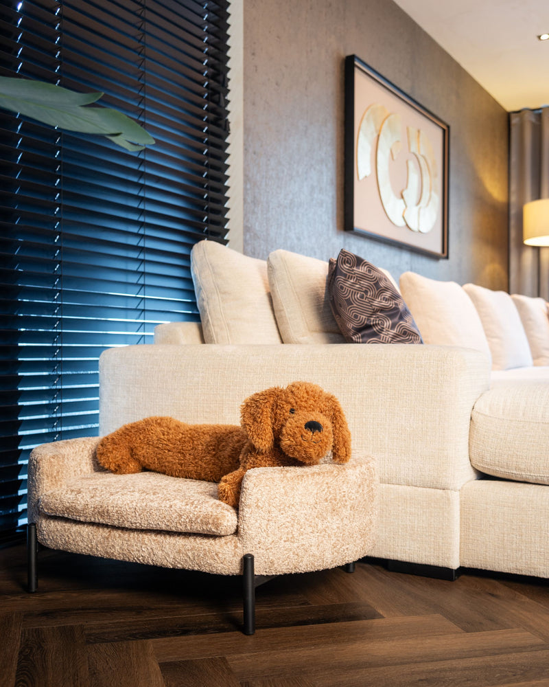 Hundebett Dolly beige Blockweave – stilvoller Liegeplatz für Hunde