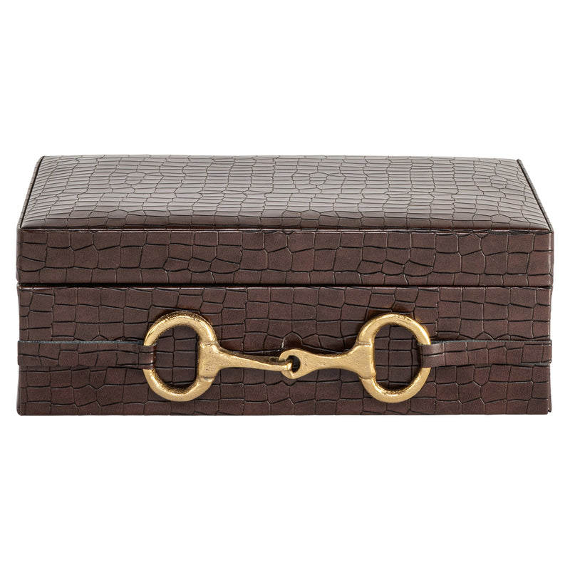 Aufbewahrungsbox Rex dark brown mit Wildleder-Bezug, 25x15 cm