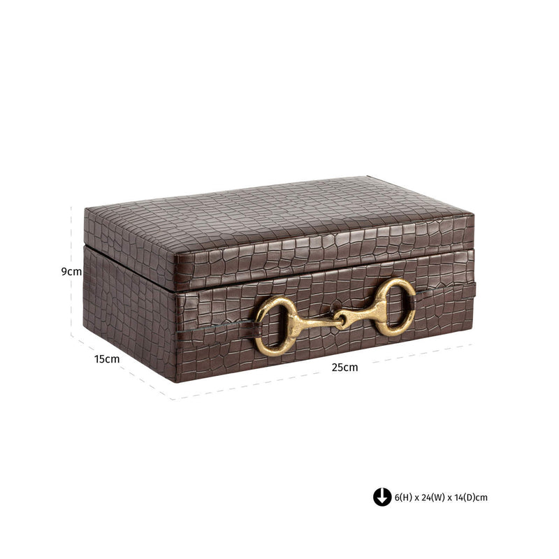Aufbewahrungsbox Rex dark brown mit Wildleder-Bezug, 25x15 cm