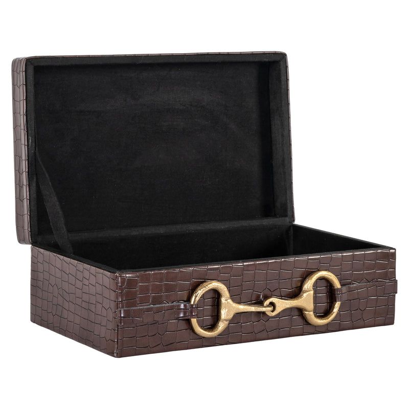 Aufbewahrungsbox Rex dark brown mit Wildleder-Bezug, 25x15 cm