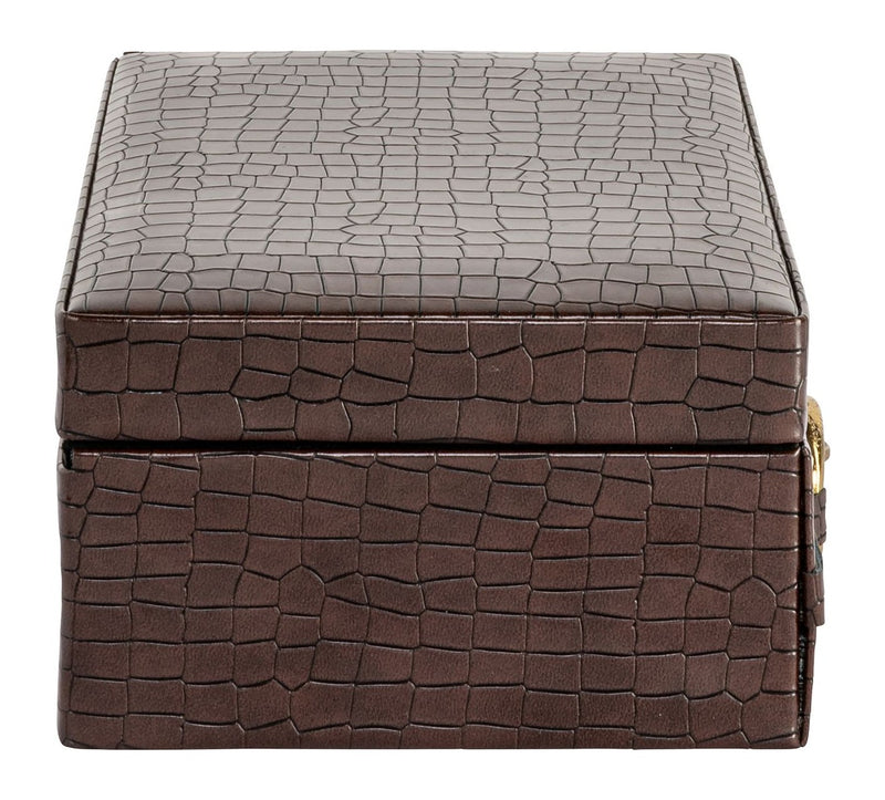 Aufbewahrungsbox Rex dark brown mit Wildleder-Bezug, 25x15 cm