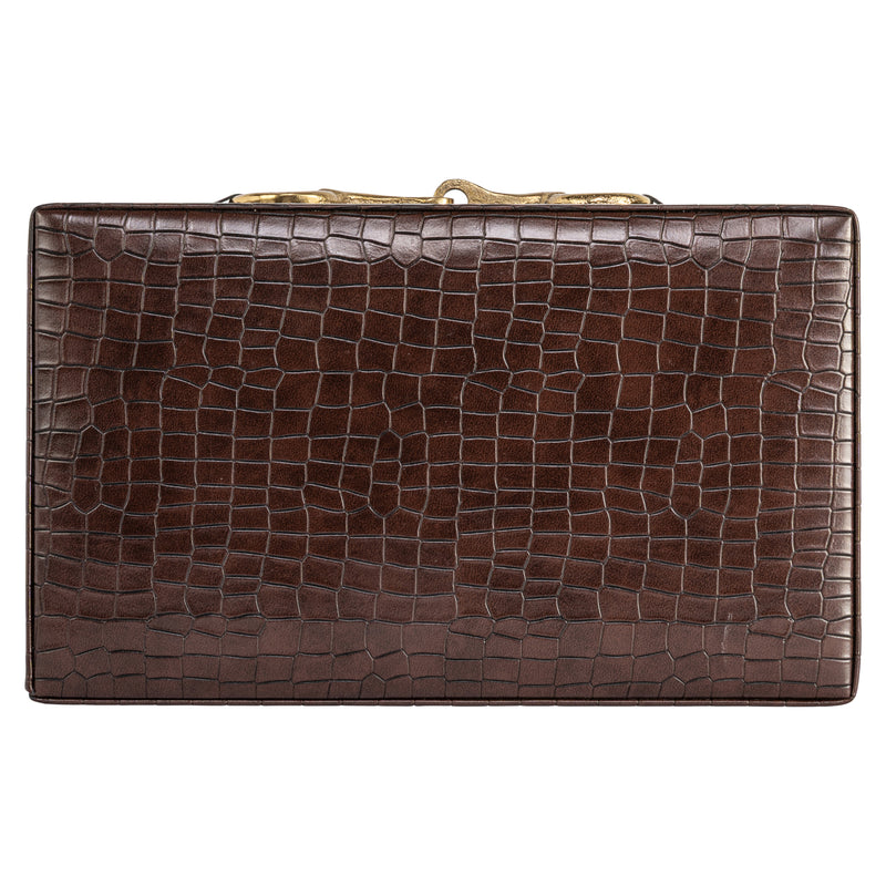 Aufbewahrungsbox Rex dark brown mit Wildleder-Bezug, 25x15 cm