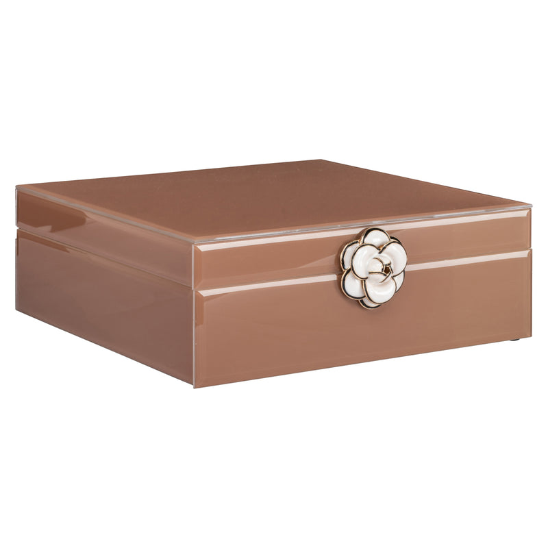 Aufbewahrungsbox Floral Brown - dekorative Deko-Box aus Glas und MDF