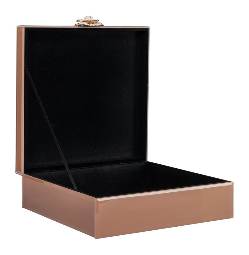 Aufbewahrungsbox Floral Brown - dekorative Deko-Box aus Glas und MDF