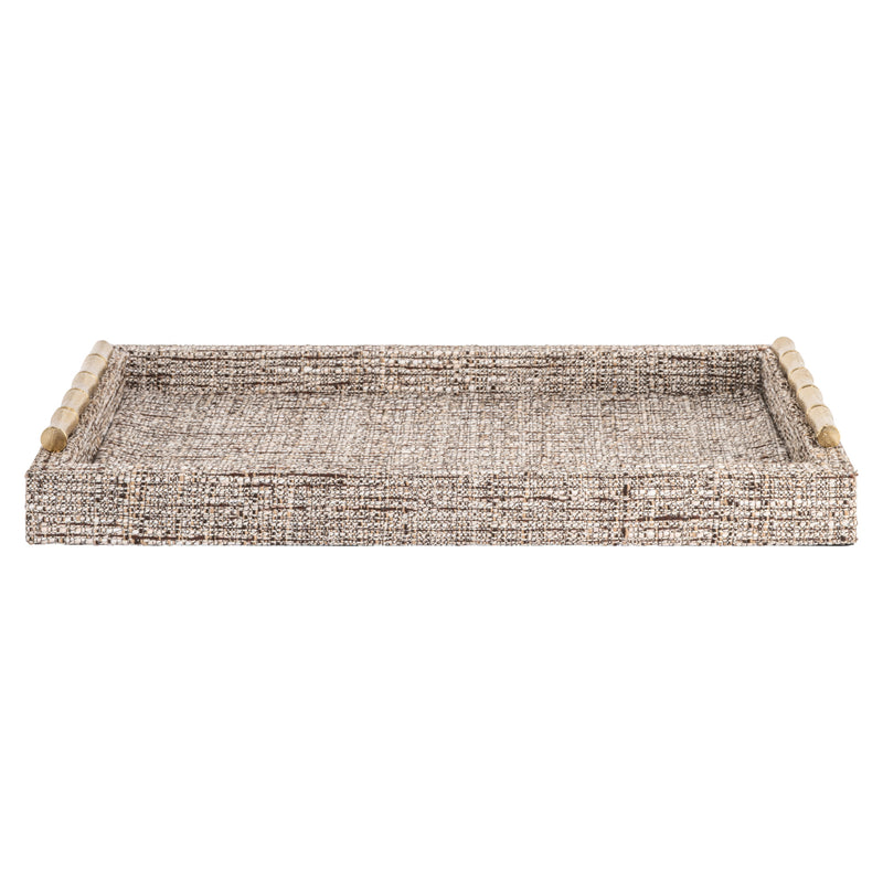 Tablett Chantel Beige – Dekotablett aus Wildleder, 38x25 cm