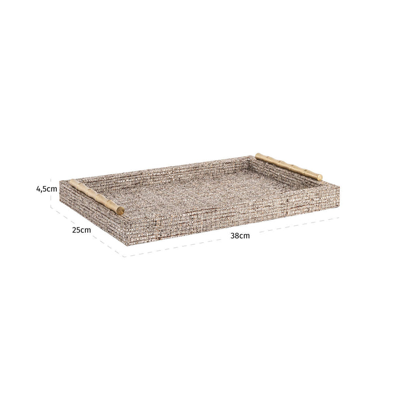 Tablett Chantel Beige – Dekotablett aus Wildleder, 38x25 cm