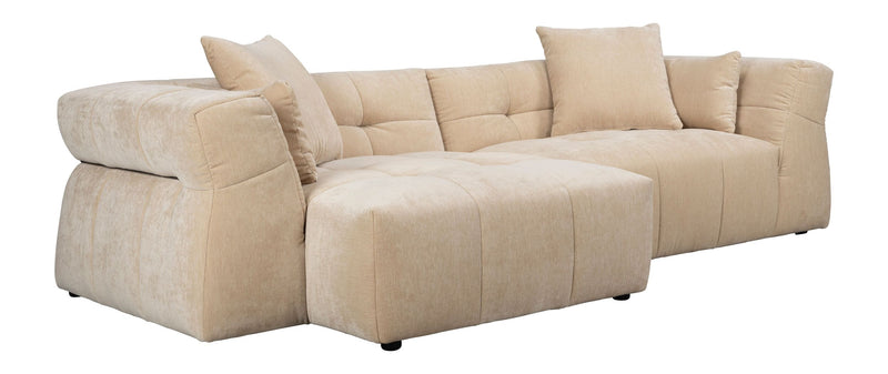 Sofa Hodge Chaiselongue links Beige mit Samtbezug von Dutchbone
