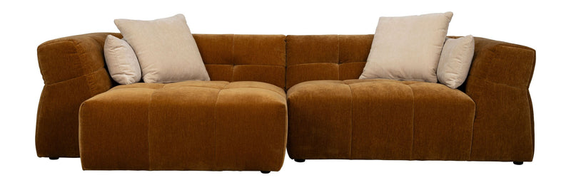 Sofa Hodge mit Chaiselongue links in Ochre, Samtoptik von Dutchbone
