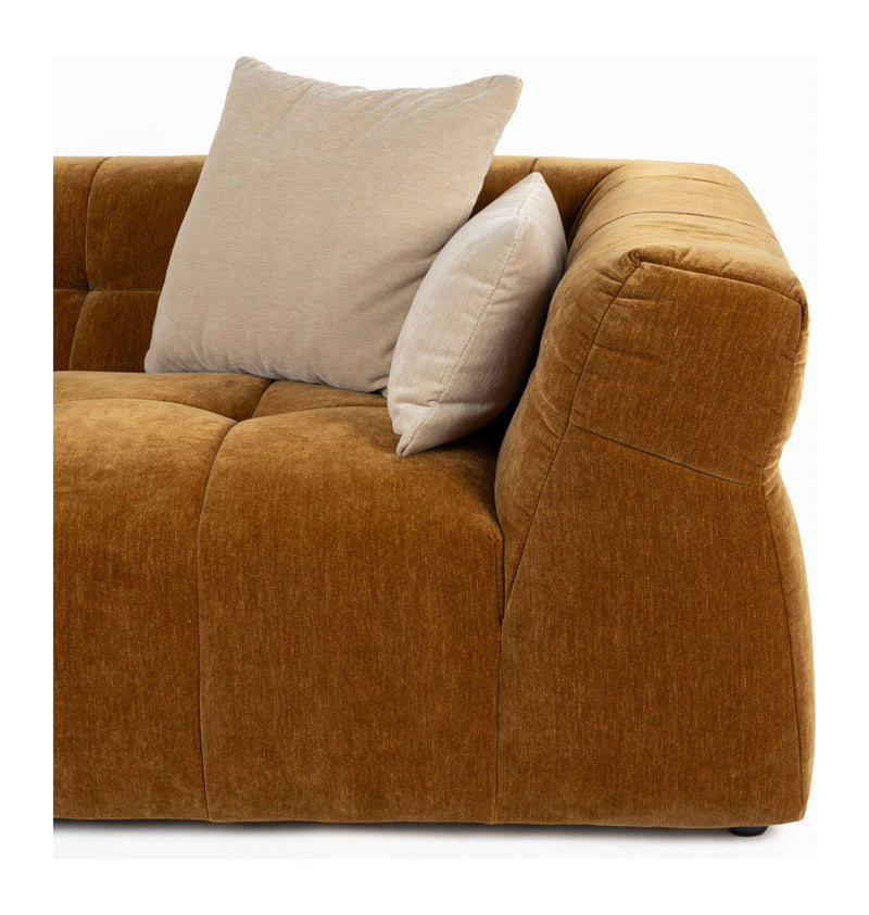 Sofa Hodge mit Chaiselongue links in Ochre, Samtoptik von Dutchbone
