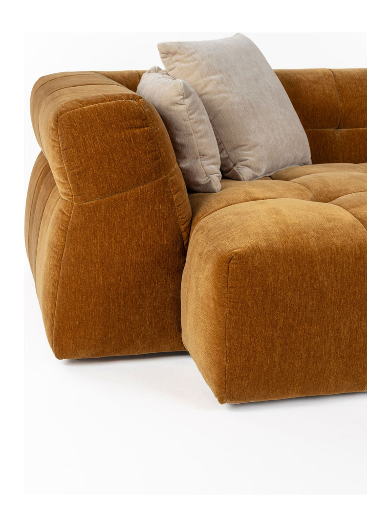 Sofa Hodge mit Chaiselongue links in Ochre, Samtoptik von Dutchbone