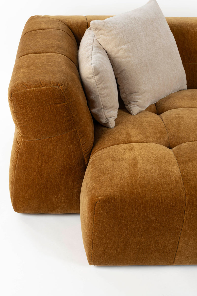 Sofa Hodge mit Chaiselongue links in Ochre, Samtoptik von Dutchbone