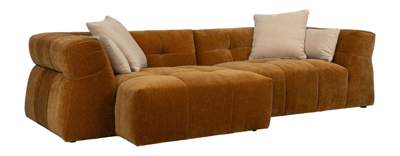 Sofa Hodge mit Chaiselongue links in Ochre, Samtoptik von Dutchbone