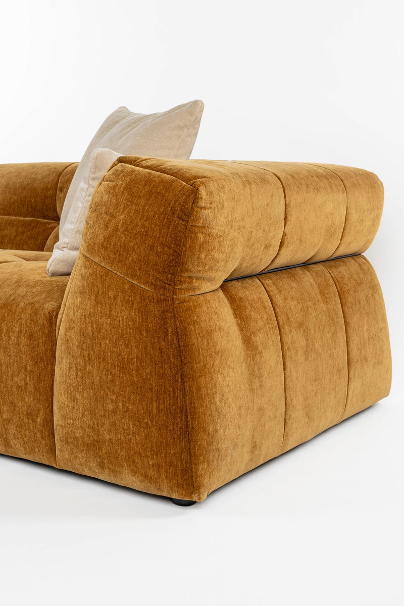 Sofa Hodge mit Chaiselongue links in Ochre, Samtoptik von Dutchbone