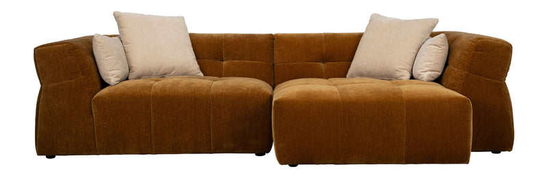 Sofa Hodge mit Chaiselongue rechts in Ochre von Dutchbone, Samtbezug