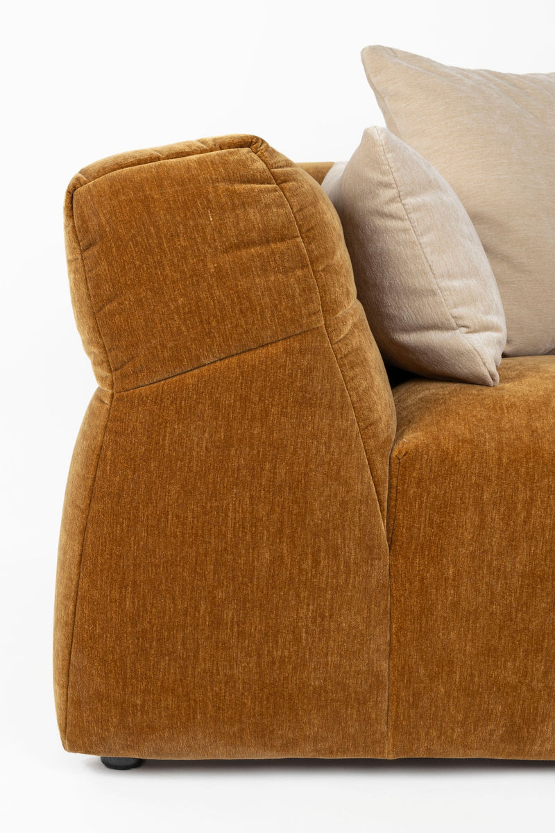 Sofa Hodge mit Chaiselongue rechts in Ochre von Dutchbone, Samtbezug