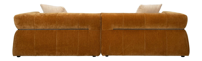 Sofa Hodge mit Chaiselongue rechts in Ochre von Dutchbone, Samtbezug