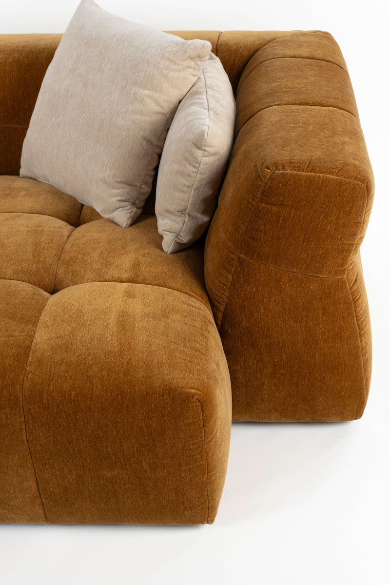Sofa Hodge mit Chaiselongue rechts in Ochre von Dutchbone, Samtbezug