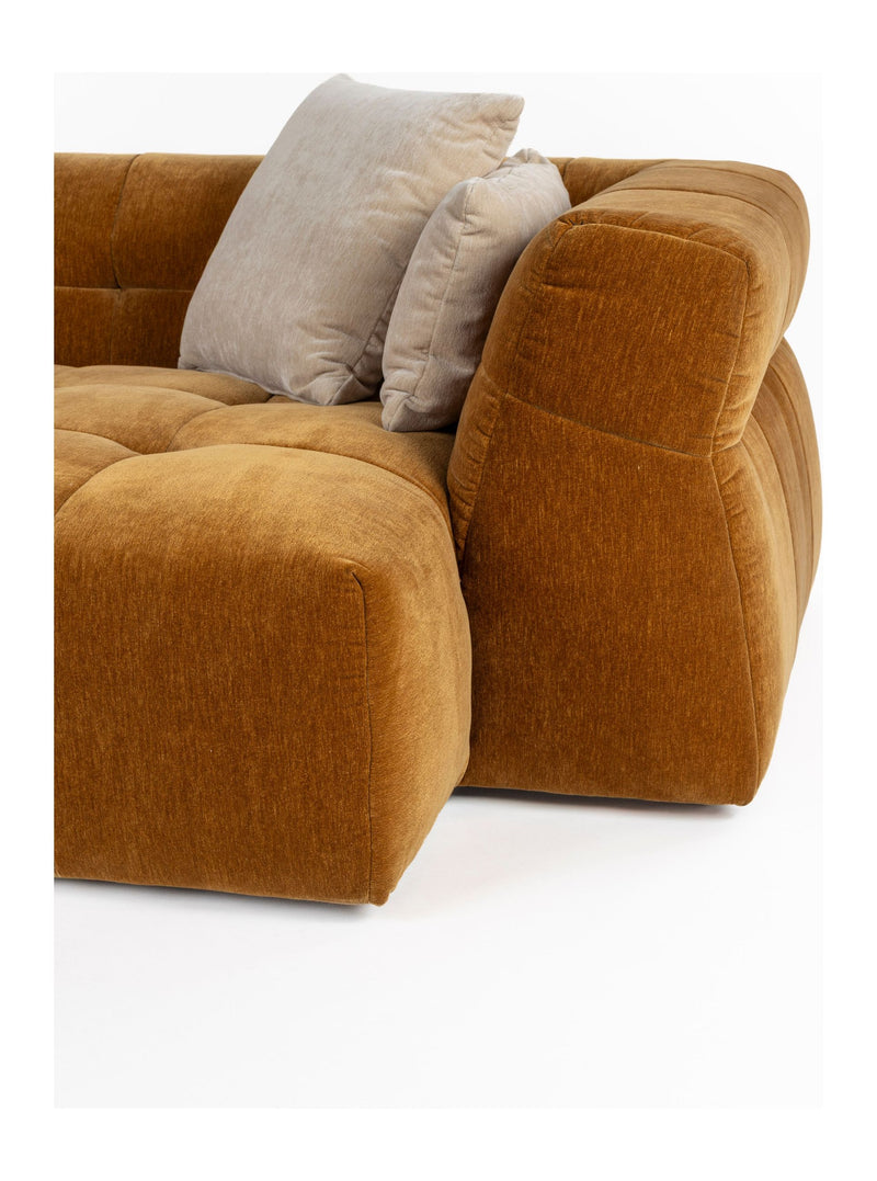Sofa Hodge mit Chaiselongue rechts in Ochre von Dutchbone, Samtbezug