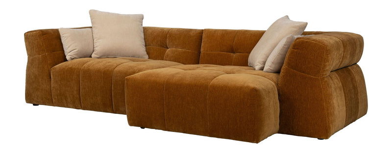 Sofa Hodge mit Chaiselongue rechts in Ochre von Dutchbone, Samtbezug
