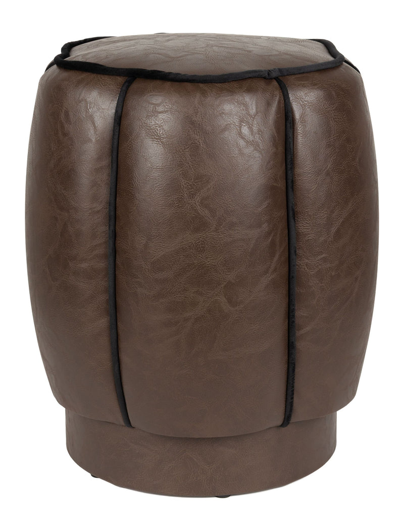 Pouf Donna von Dutchbone aus Leder in Dark Brown im Boho-Stil
